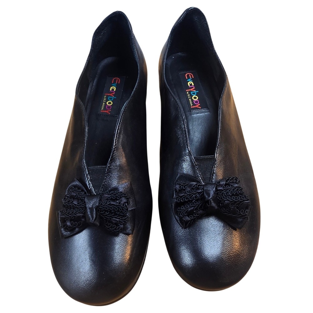 Everybody by BZ Moda Bella Women's Size 41 Black Slip on 1" Heel Bow Butterfly